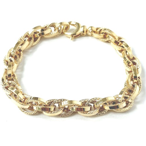 Ladies 9ct Gold Bracelet 7.5 Inch Fancy Link 7.2mm Wide Fancy 8.1g