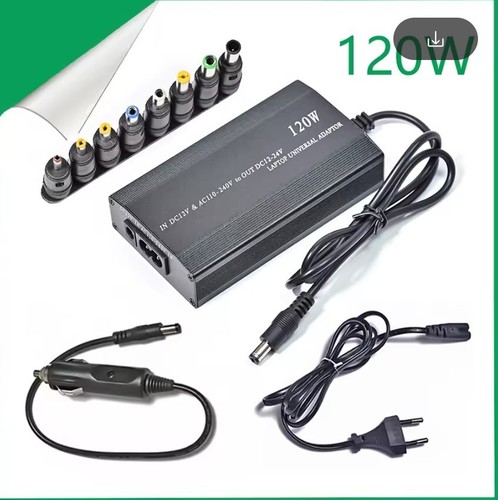 ALIMENTATORE UNIVERSALE 120W CARICATORE 9 CONNETTORI ADATTATORI PC AUTO NOTEBOOK - Foto 12 di 13