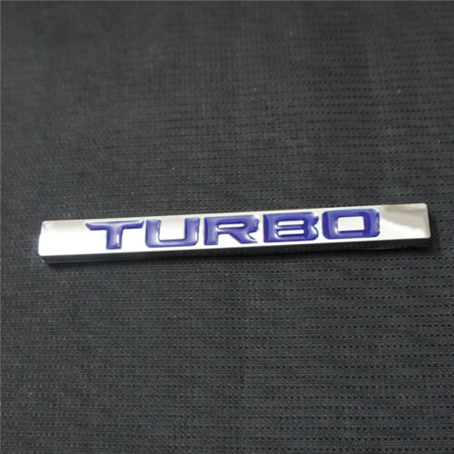 1x Chrome Silver Blue TURBO Big Metal Emblem Decal Sticker Badge 3D Sport Luxury - Afbeelding 1 van 7