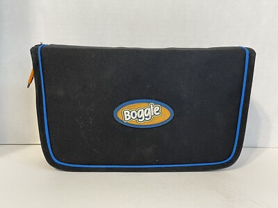 VTG Hasbro Deluxe Boggle Game Travel Edition w Zipper Folio Black Case 2003 Y2K
