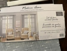 Light Grey  blue textured Linen Look Curtains Drapes Set Of four, 96 Inches