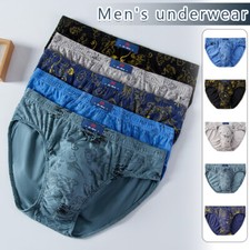 1pcs L-7XL Mens Briefs Classic Underwear Hipster Cotton Printed Middle Waist