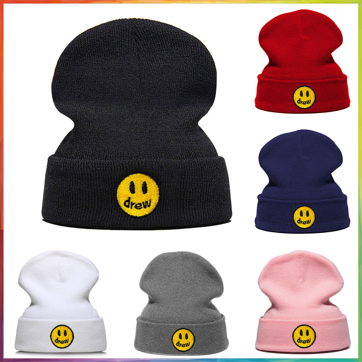 Drew House Beanie Hat Unisex Winter Smiley Face Fashion From Drew House Beanie Hat Unisex Winter Smiley Face Fashion From