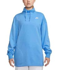 Nike Women's Blue Sportswear Club Fleece Oversized Mock-Neck Sweatshirt Size M
