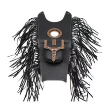 Motorcycle Fringed PU Leather Tank Bib Gas Tank Bag Pad Pouch Cover For Harley