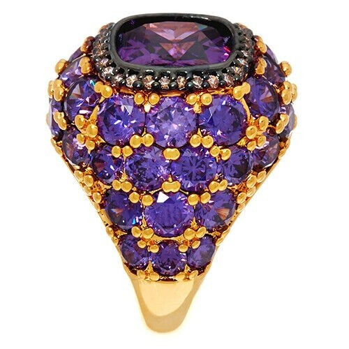 QVC The Elizabeth Taylor 12 ct Simulated Amethyst Cluster Ring Size 6 ...