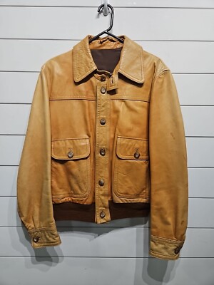 Vtg Europa Sport Leather Motorcycle Biker Cafe Racer Bomber Jacket Coat Mens 42 