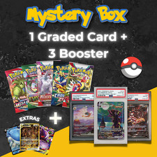 Pokemon Mystery Graded Card + 3 Booster - NEU & OVP ENG|DEU|JPN