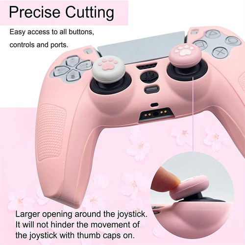 PS5 Controller Silicone Protector Rubber Case Skin Grip Cover+2 Kawaii Thumb Cap - Picture 3 of 11