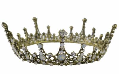 Moonlight Ice Queen Crown Tiara in Opal and Champagne Gold  display picture 2