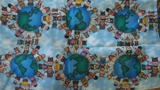 Cotton Fabric KIDS WORLD LARGE ALLOVER Daisy Kingdom 1 Yd/45" Wide