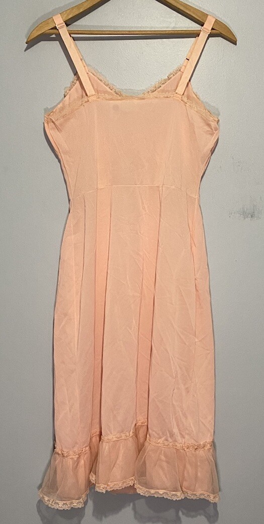 Vintage 50s Carol Brent Slip Dress Chiffon Lace Floral Small Fairy Wicked Glinda