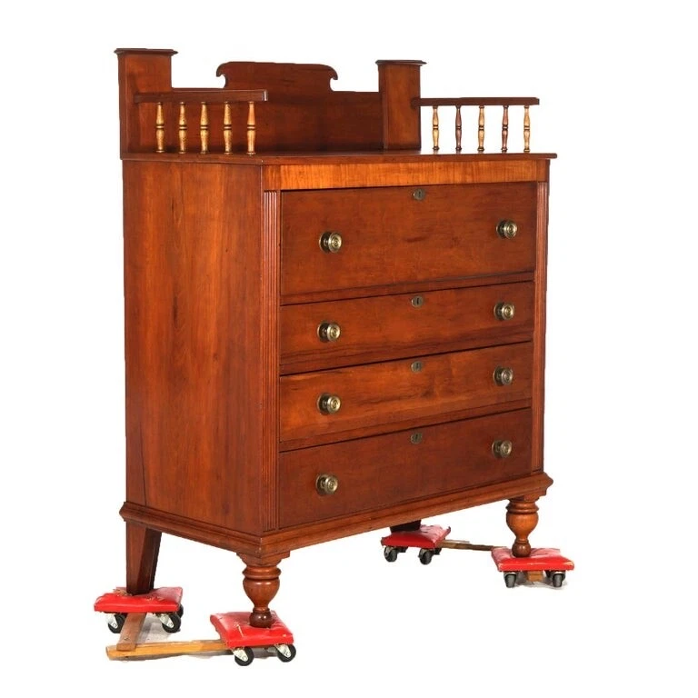 Antiguo cofre clásico imperio caoba caballeros con salpicadero de galería siglo XIX Foto 2 de 4