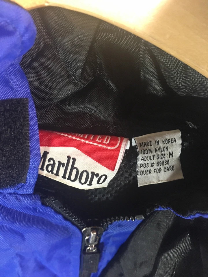 Marlboro Unlimited Full Zip Windbreaker Light Jacket Sz Medium M Blue Black #27 - Image 3 of 4