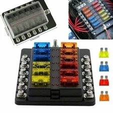 DC 12V/32V 12-Way Car Marine Waterproof Fuse Box Block Holder LED Indicator US
