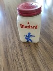 VINTAGE WHITE MILK GLASS DUTCH BOY FISHING SINGLE MUSTARD SHAKER MADE IN USA — photo 7