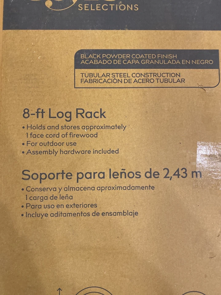 Estante de leña para exteriores de acero negro de 8' de alta resistencia - Nuevo en caja 96x42x13,5 tiene medio cable Foto 3 de 4
