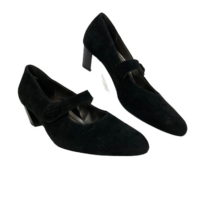 Ara Luftpolster Shoes Womens Sz 6 Black Suede Mary Jane Pointed Toe Pumps Heels