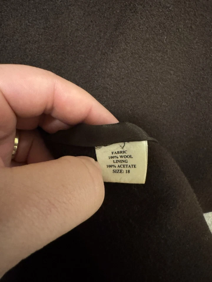 Trench coat feminino Alorna pele vintage lã virgem pura feito nos EUA tamanho 18 - Imagem 3 de 4