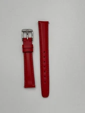 14mm Red Genuine Leather Watch Band - USA