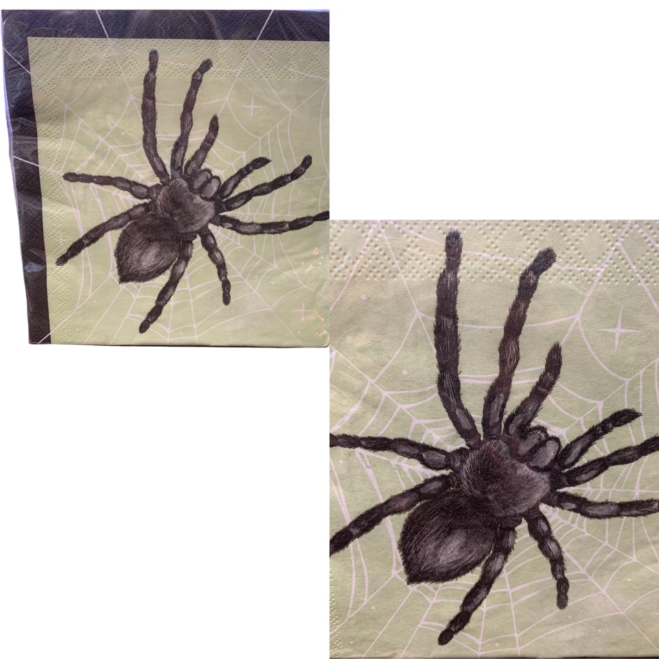 Halloween Hairy Spider Lunch Napkins 2 pack - 32 Napkins - Image 2 of 3