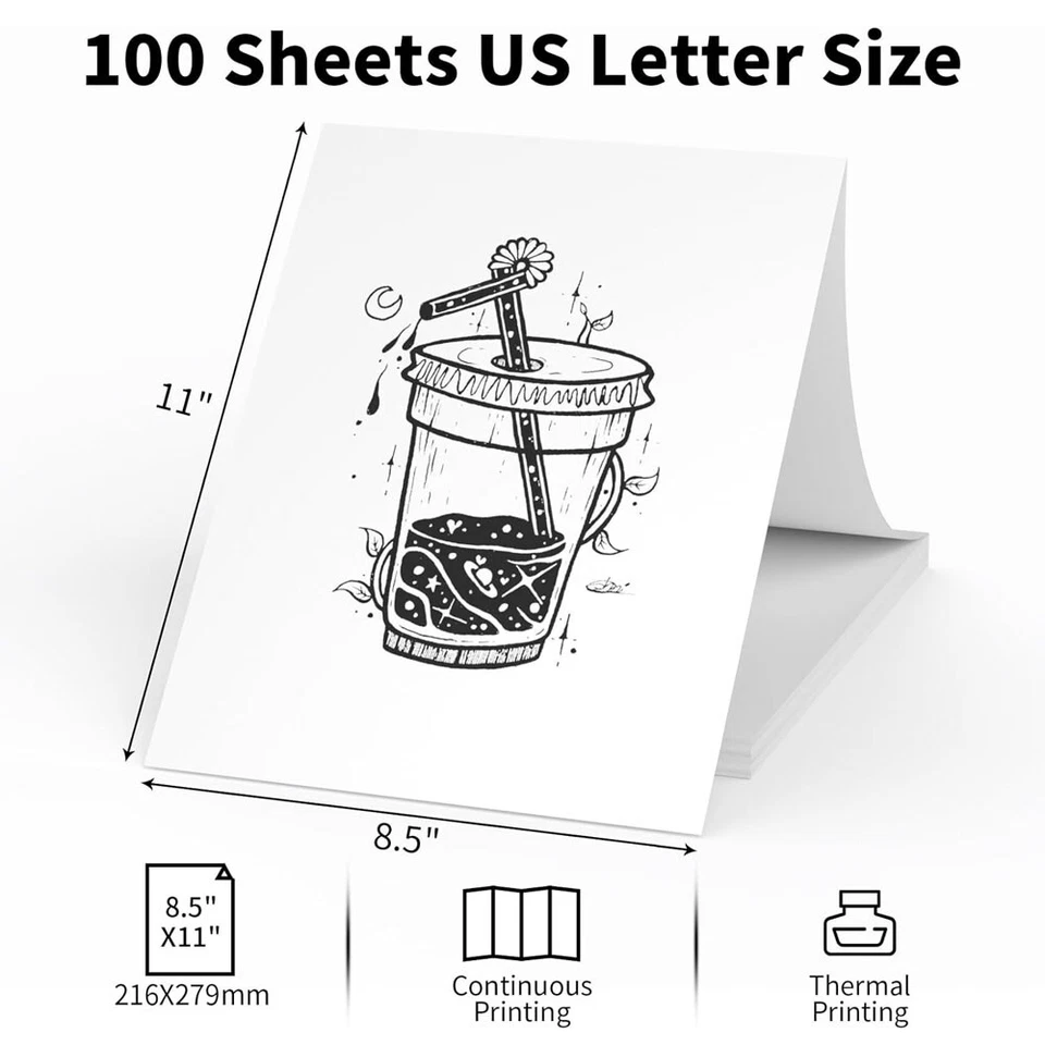 100-1000 Sheets Thermal Printer Paper 8.5 X 11 Inch US Letter Size Thermal Paper - Image 2 of 4