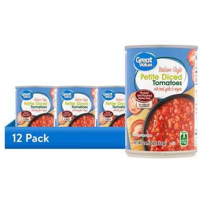 (12 pack) Great Value Italian-Style Petite Diced Tomatoes with Basil, Garlic and