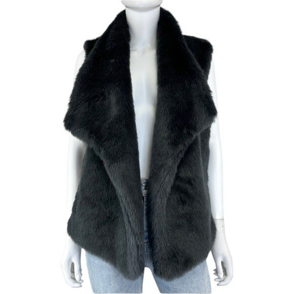 LOFT Gray Faux Fur Vest Size XS/S K0488