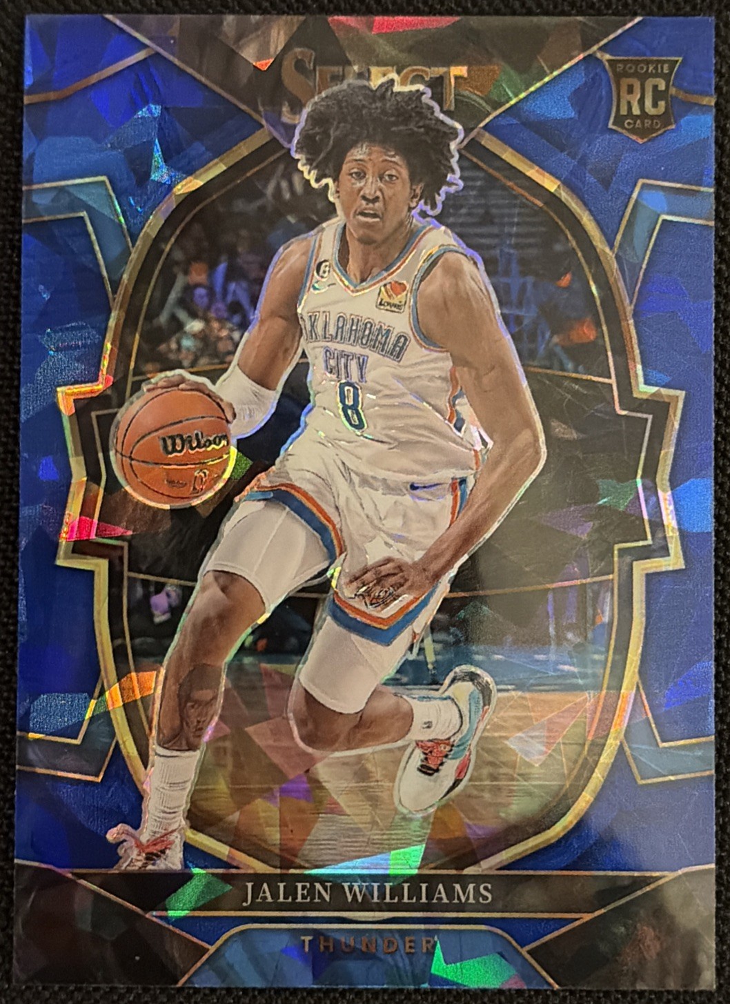 2022-23 Panini Select Jalen Williams Blue Cracked Ice Prizm Concourse Rookie OKC