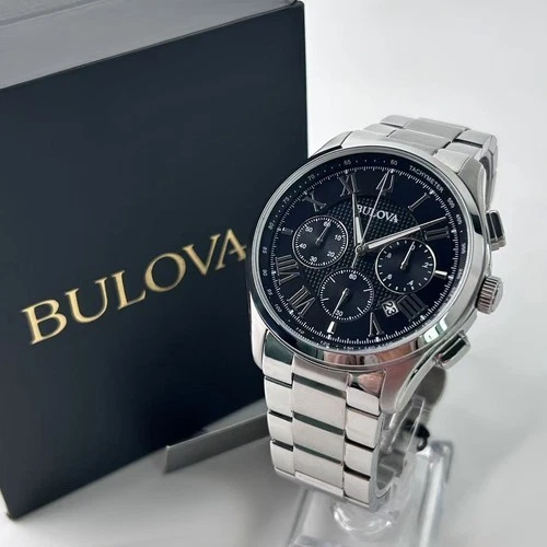 New Bulova Wilton 96B288 Men's Stainless Steel Chronograph Quartz Watch 46mm - product listing photo