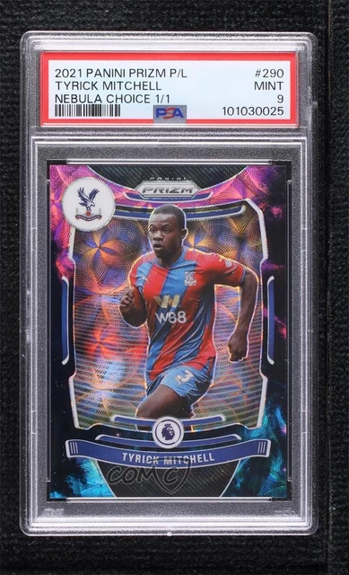 2021 Panini Prizm Premier League Choice Nebula Prizm 1/1 Tyrick Mitchell PSA 9