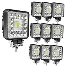 LED Tractor Work Lights,4 Inch LED Pods Lights 123W Square 12V 24V Spot 10PCS