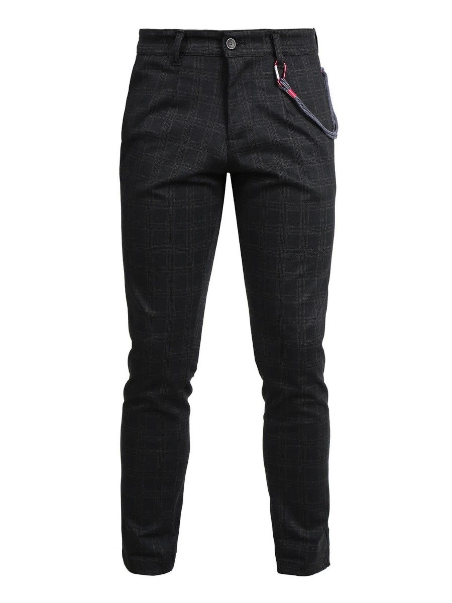 Pantaloni da uomo in tartan rosso tweed a quadri, pantaloni da golf, aderenti, stile retrò anni '60 e '70, Rosso, 58