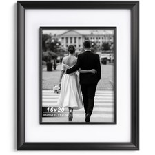 16x20 Black Picture Frame with Decorative Inner Frame  Tempered Glass, Displ...