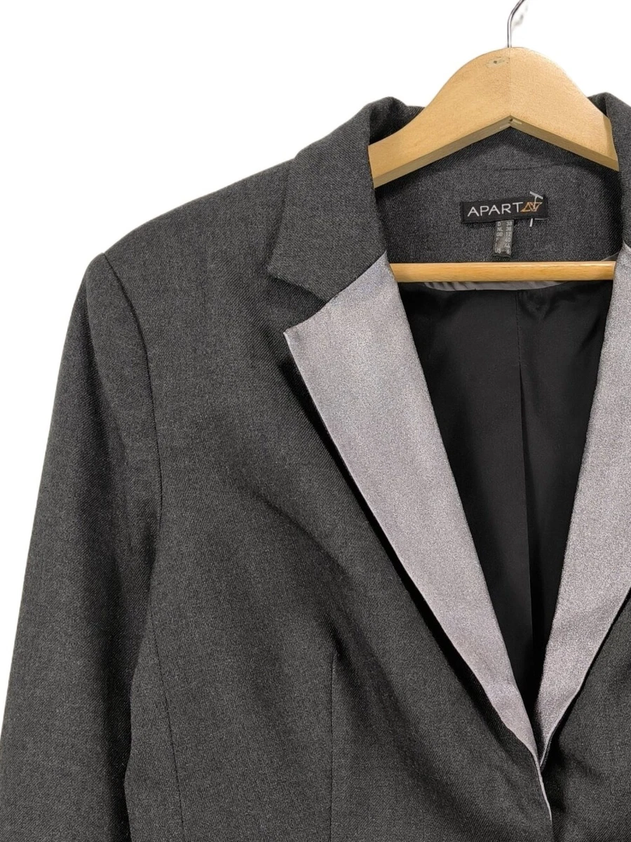 APART Klassischer Blazer Damen Blazer Gr. DE 38 schwarz-hellgrau Business-Look
