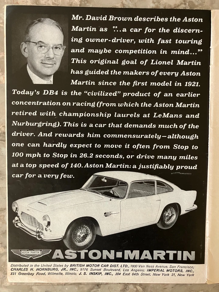 1962 Aston _ Martin Lot of 2 *Original* James Bond car ad print gift DB4 Vantage Foto 4 de 4
