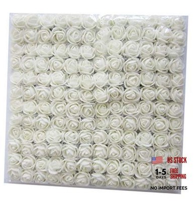Mini Fake Rose Flower Heads 144pcs Mini Artificial Roses DIY Wedding White