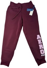 Aeropostale Women's Long Shurling Fur Joggers Burgundy Size M NWT