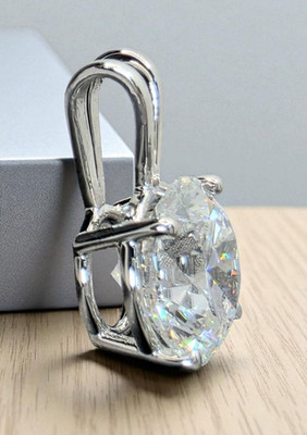 3 Ct E VS1 Round Lab Grown Diamond Pendant 14k White Gold IGI Certified No Chain