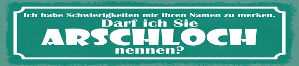 Blechschild 10X46 Cm Darf Ich Sie Arschloch Nennen Deko Geschenk Schild-image