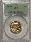 1936 D Buffalo Nickel PCGS MS65 OGH/Nicely Toned