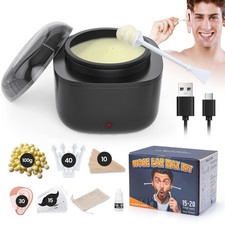 Nose Ear Facial Waxing Kit With 40 Applicator Sticks  USB Heater 100g Wax