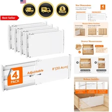 Adjustable Drawer Dividers Set of 4 Plastic Tall Organizers for Clothes Kitchen