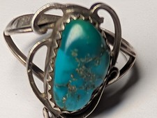 VINTAGE TURQUOISE STERLING SILVER RING ABOUT SIZE 6 1/4 SOUTHWESTERN