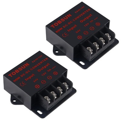 2PACK DC 24V to 12V 5A 60W Converter,Step Down Regulator Low Voltage Transformer