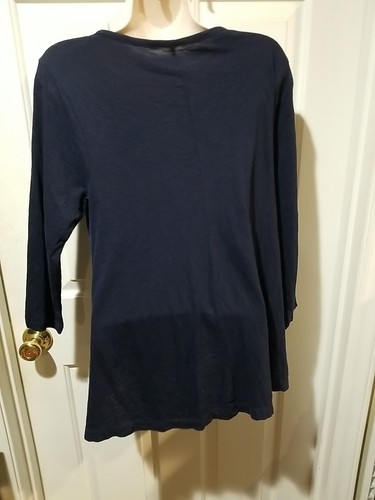 Crown & Ivy Top Damen klein marine bestickt weiß Elefanten 3/4 Arm - Bild 4 von 8