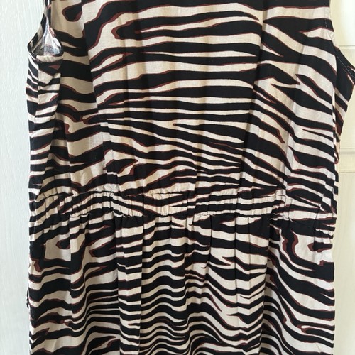 Liz Claiborne Womens Zebra Print Dress XXL Black Beige Linen Blend Office Party - Picture 8 of 10