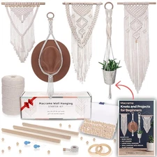 DIY Macrame Kit for Beginners with 5 Macrame Projects Ebook, 58 Pcs Macrame Sup