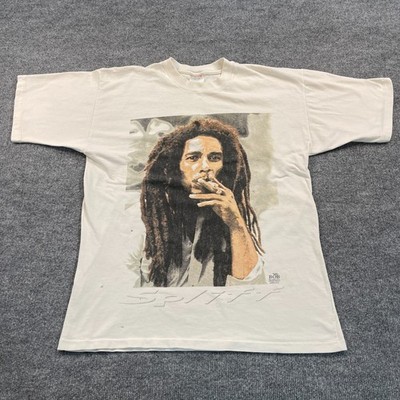 Vintage 90s Bob Marley Excuse Me While I Light Spliff Shirt Large 21x28 White