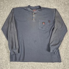 Forge FR Henley Shirt Mens Large Navy Blue Flame Resistant Workwear NFPA 2112